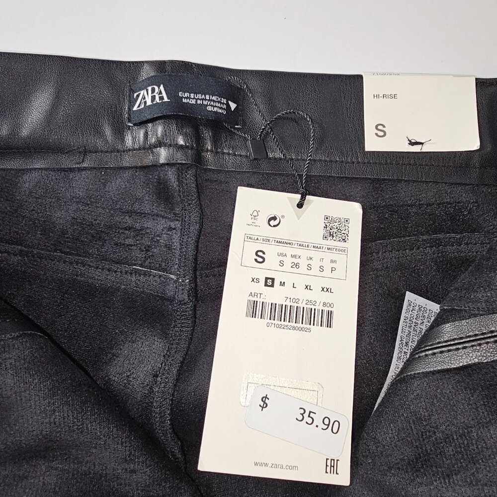 NWT ZARA Faux Leather Leggins Size Small - Picture 7 of 13